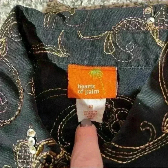 Hearts of Palm Floral Embroidered Trapeze Jacket Black Size 10- Note - Picture 8 of 11